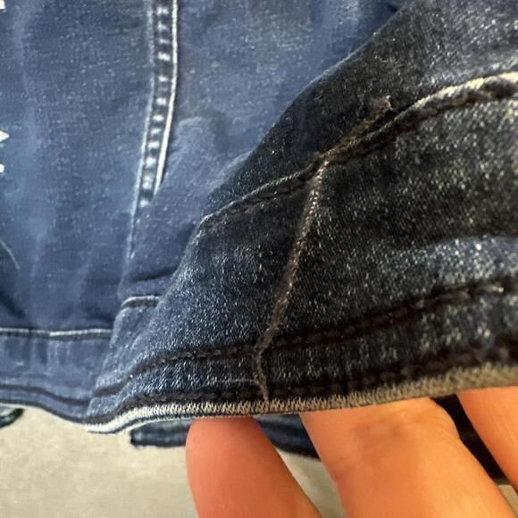 DG2 Diane Gilman Crane Cherry Blossom Denim Jacket Women’s Blue Floral XL - Picture 3 of 9